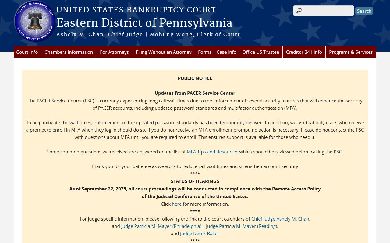 U.S. Bankruptcy Court Eastern District of Pennsylvania for Bucks County records