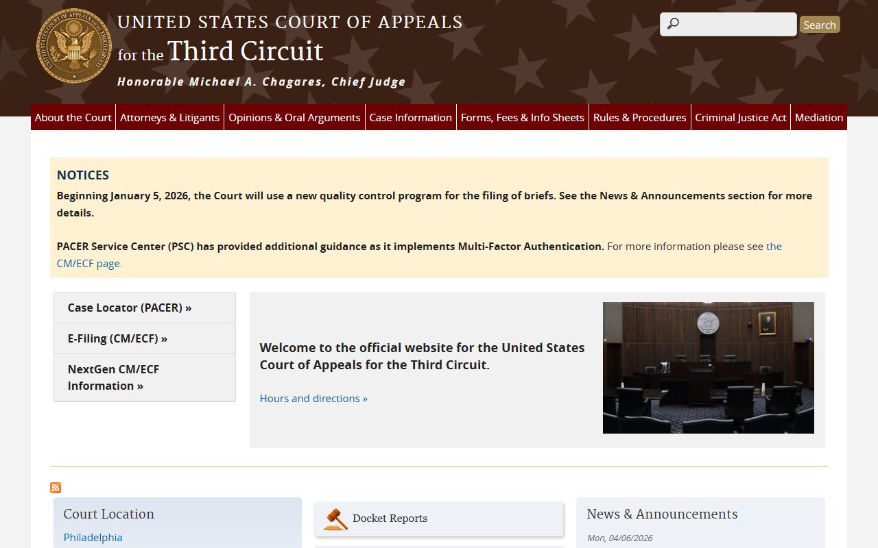 Third Circuit Court of Appeals for Bucks County federal court records