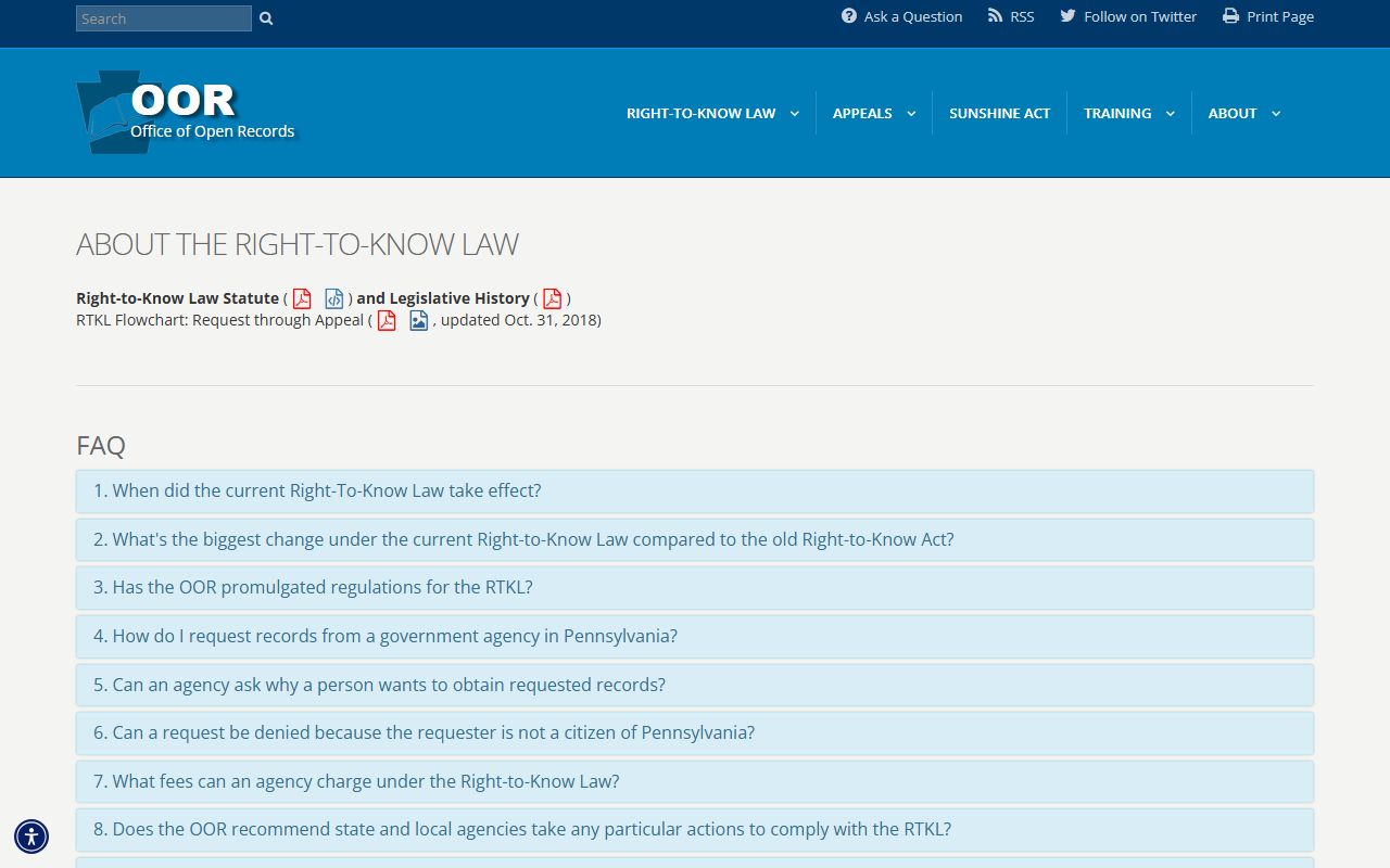 Pennsylvania Right-to-Know Law overview for Bucks County public records